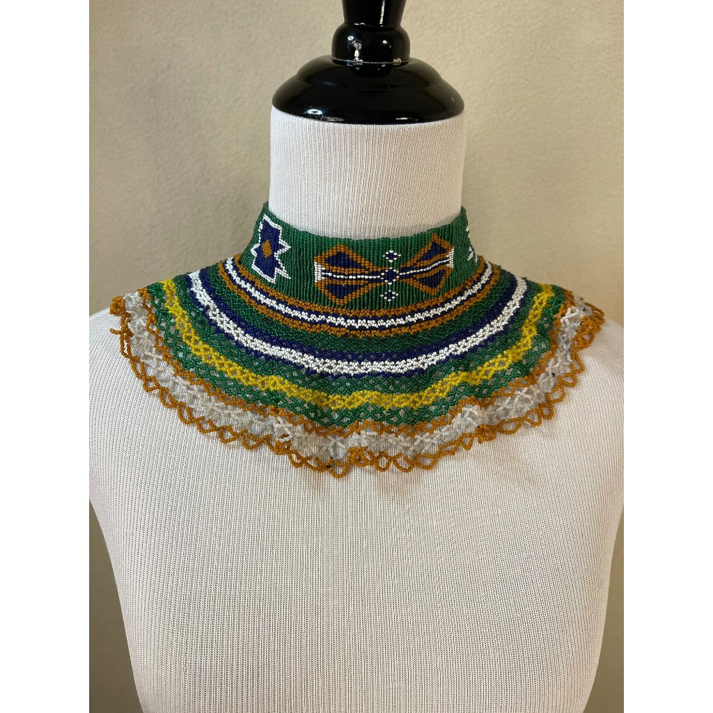 Antique Native American Custom Hand Beaded Choker Collar Piece Necklace 149$